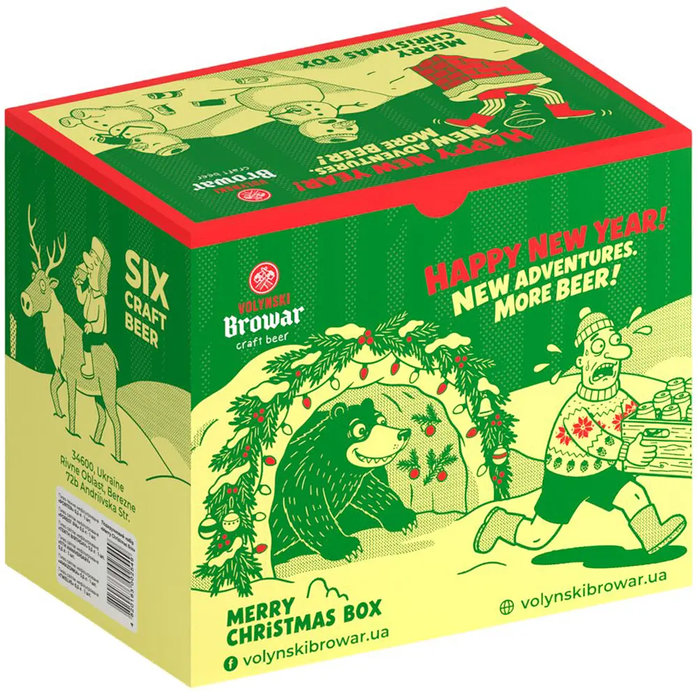 Подарунковий набір пива Volynski Browar Merry Christmas Box 0.5-4.5% (6 шт. x 0.5 л = 3 л) з/б - фото 2