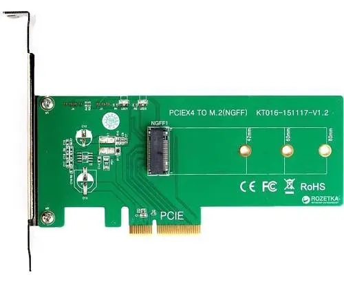 Плата-адаптер Maiwo, PCIe 3.0 x4, NVMe, 1xM.2 (Key M), 2242/2260/2280 (KT016) KT016