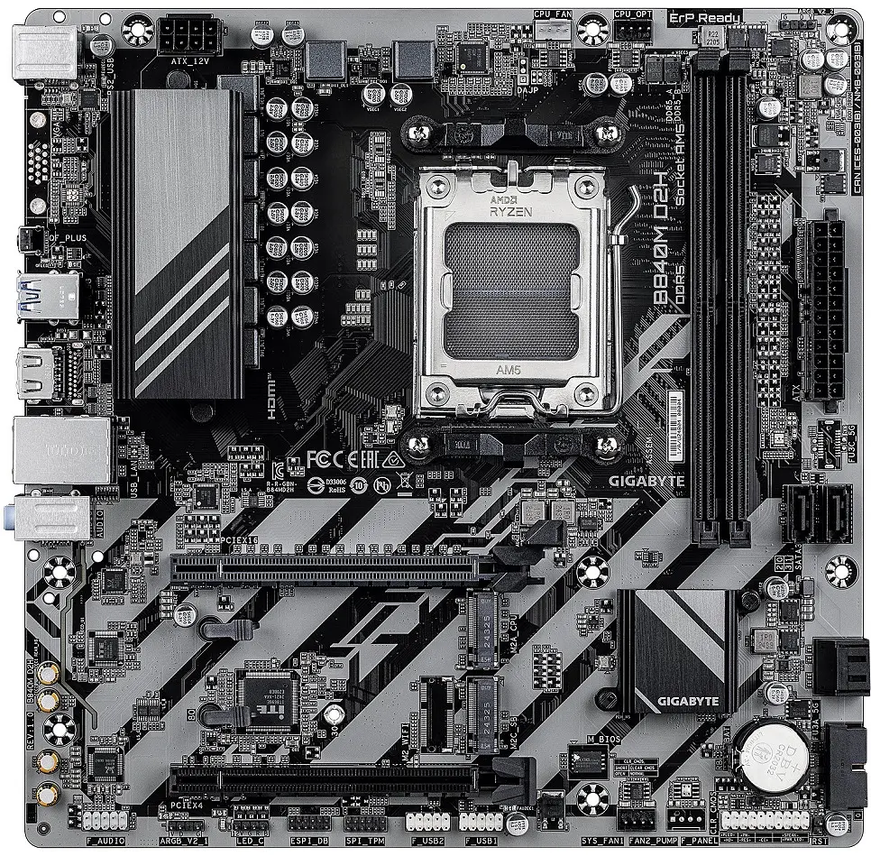 Материнская плата B840M D2H sAM5 B840 2xDDR5 M.2 HDMI mATX Gigabyte teh0019071 - фото 2