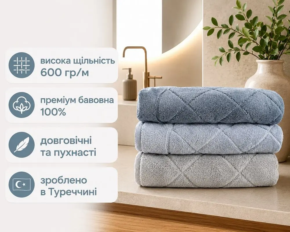 Набір турецьких махрових рушників Cestepe MicroCotton Premium 3 штуки 50x90 Eva 1 щільність 600 г/м2 - фото 2