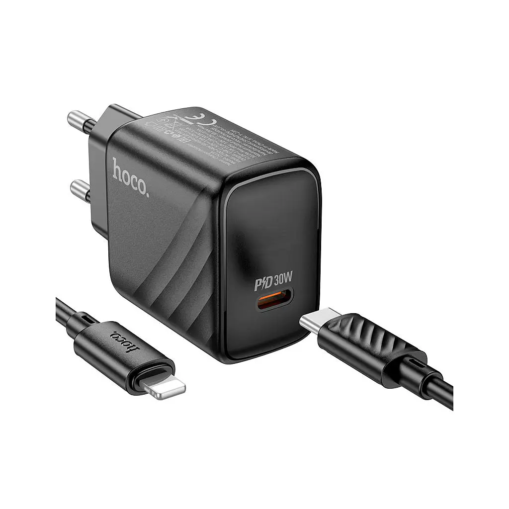Зарядний пристрій HOCO CS22A Value USB-C PD 30 Вт + кабель USB-C — Lightning чорний (6942007609920) - фото 5