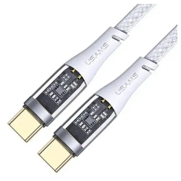 Кабель Type-C To Type-C 100W Aluminum Alloy Transparent Data Cable Icy Series 1.2м Білий (6958444995526) - фото 2