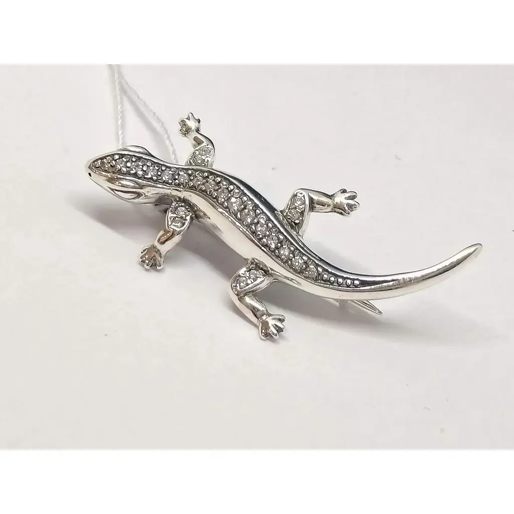 Срібна брошка Ірій з фіанітами. 9506 Білий - фото 2
