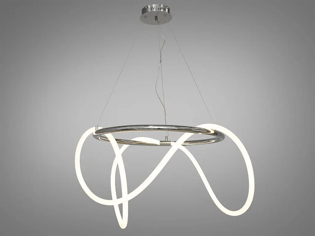 Люстра стельова LED Diasha SY9752-D600CH Шланг Роуплайт, 32W, хром, для низьких стель, регульована висота - фото 2