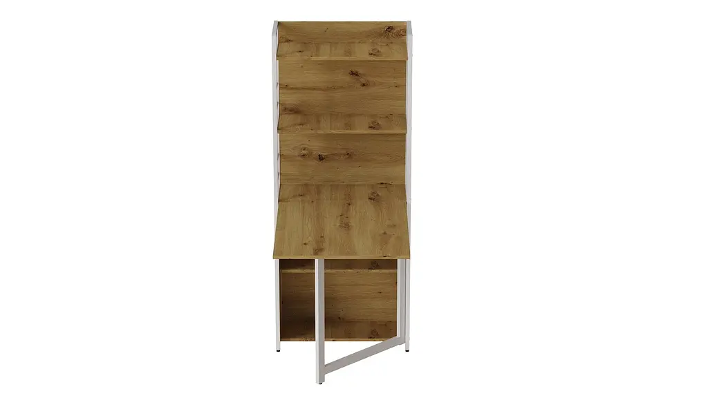 Стіл книжка з етажеркою Практик 2 Ferrum-decor 1555x640x990 Білий метал ДСП Дуб Артізан 16 мм (FRD-104637) - фото 2