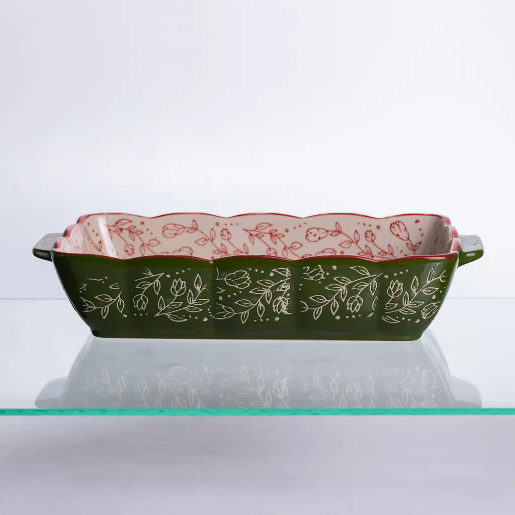 Форма для выпечки Vintage 28×17×5 (см) прямоугольная форма для выпекания в духовке с ручками Зеленый Yiwu HM05-10 - фото 9