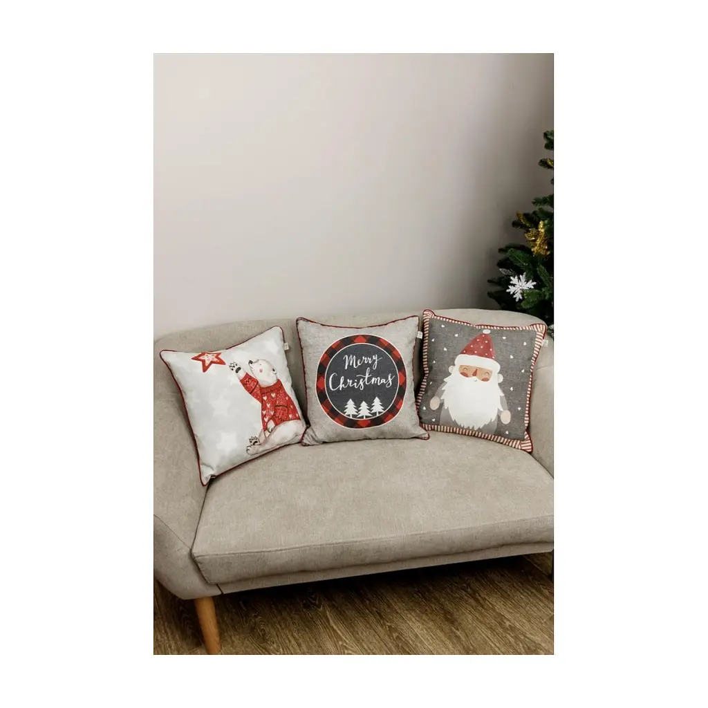 Наволочка Прованс декоративна Меry Cristmas сіра 45х45 (031692) - фото 2