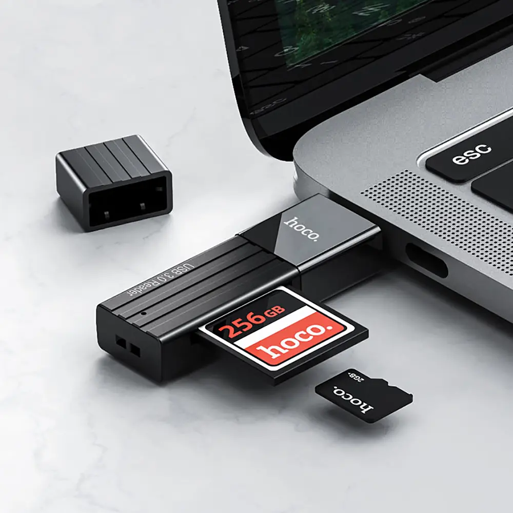 Кардрідер Hoco HB20 Mindful 2-in-1card reader ( USB3.0 ) Black - фото 2