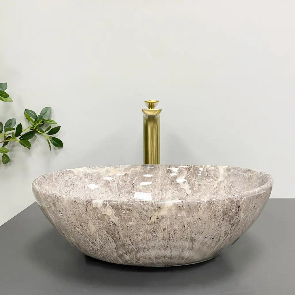 Умивальник VBI Parma grey stone glossy накладний VBI-011018, Сірий - фото 3