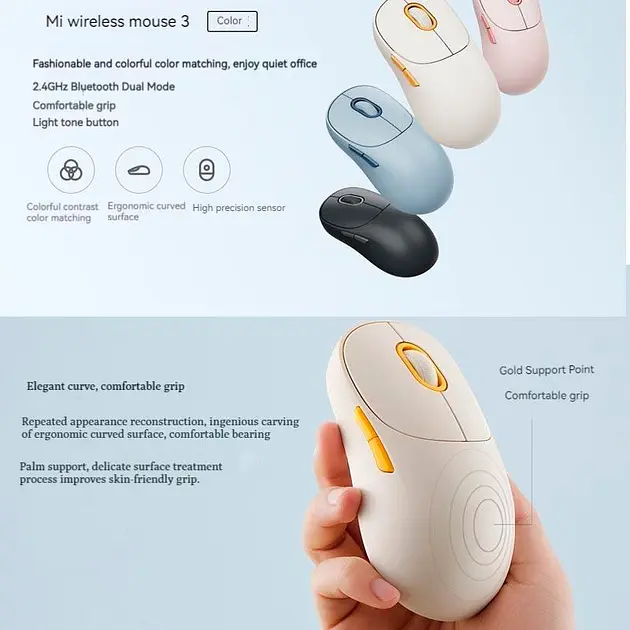 Миша Xiaomi Mi Wireless Mouse 3 (BHR8912GL) White - фото 5