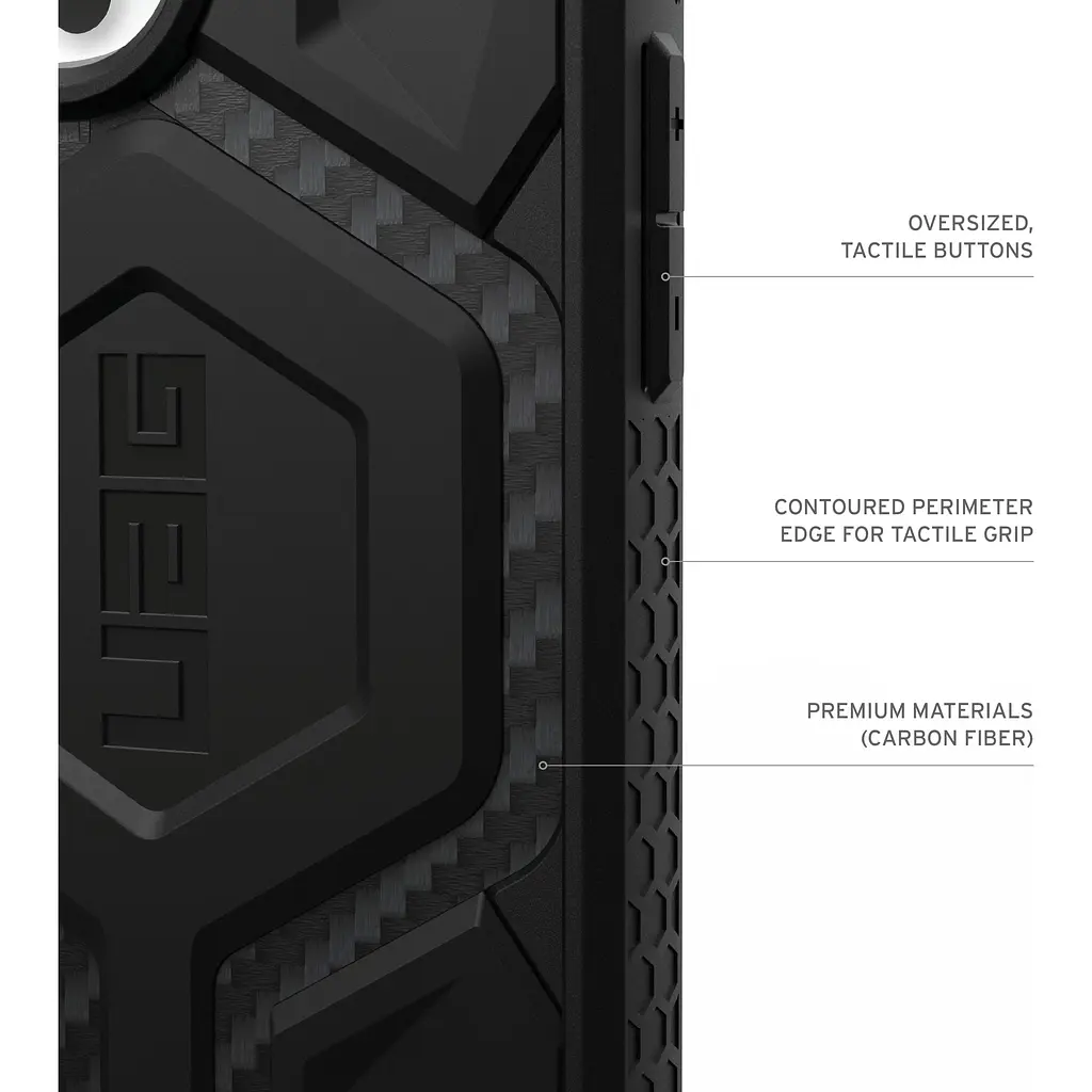 Протиударний чохол UAG Monarch Pro MagSafe (Original) для iPhone 16 Pro (6.3") Carbon Fiber 114456114242 - фото 15