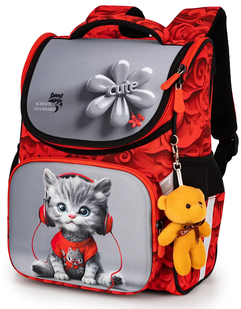 Ортопедичний шкільний рюкзак (ранець) School Standard 3 в 1 для дівчинки 570 гр 14,5 літрів Червоний - фото 2