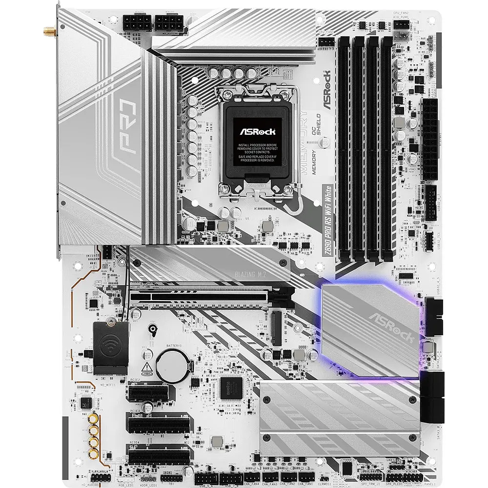 Материнська плата AsRock Z890 PRO RS WIFI БІЛИЙ (1851/Z890, 4xDDR5, PCIex16, HDMI/DP/TB4, 4xSATA, 4xM.2, 2.5Glan, 7.1c - фото 6