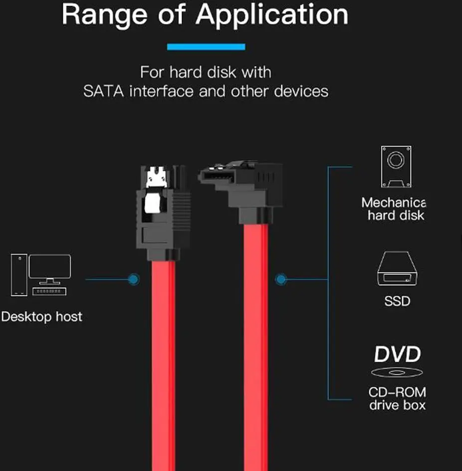 Кабель SATA 3.0 7pin, F/F, 0.5 м, L-коннектор, Красный Vention - фото 3
