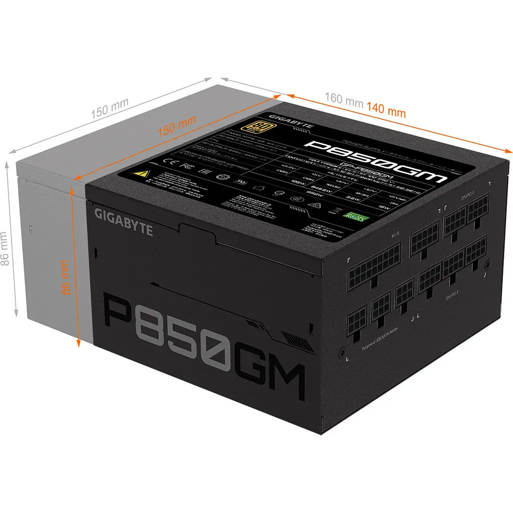 Блок питания Gigabyte P850GM 850W (GP-P850GM) [93745] - фото 9
