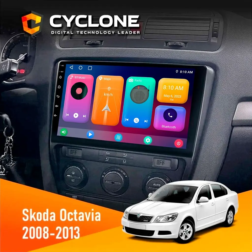 Штатна магнітола Skoda Octavia A5 2008-2013 Black Cyclone C10-001 2x32 CPL Cyclone (НФ-00004471)