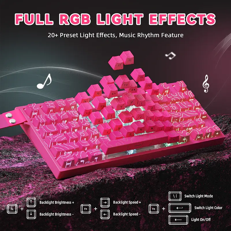 Ігрова дротова магнітна клавіатура Attack Shark R82 / Дротове підключення / Magnetic Switch / Pink - фото 4