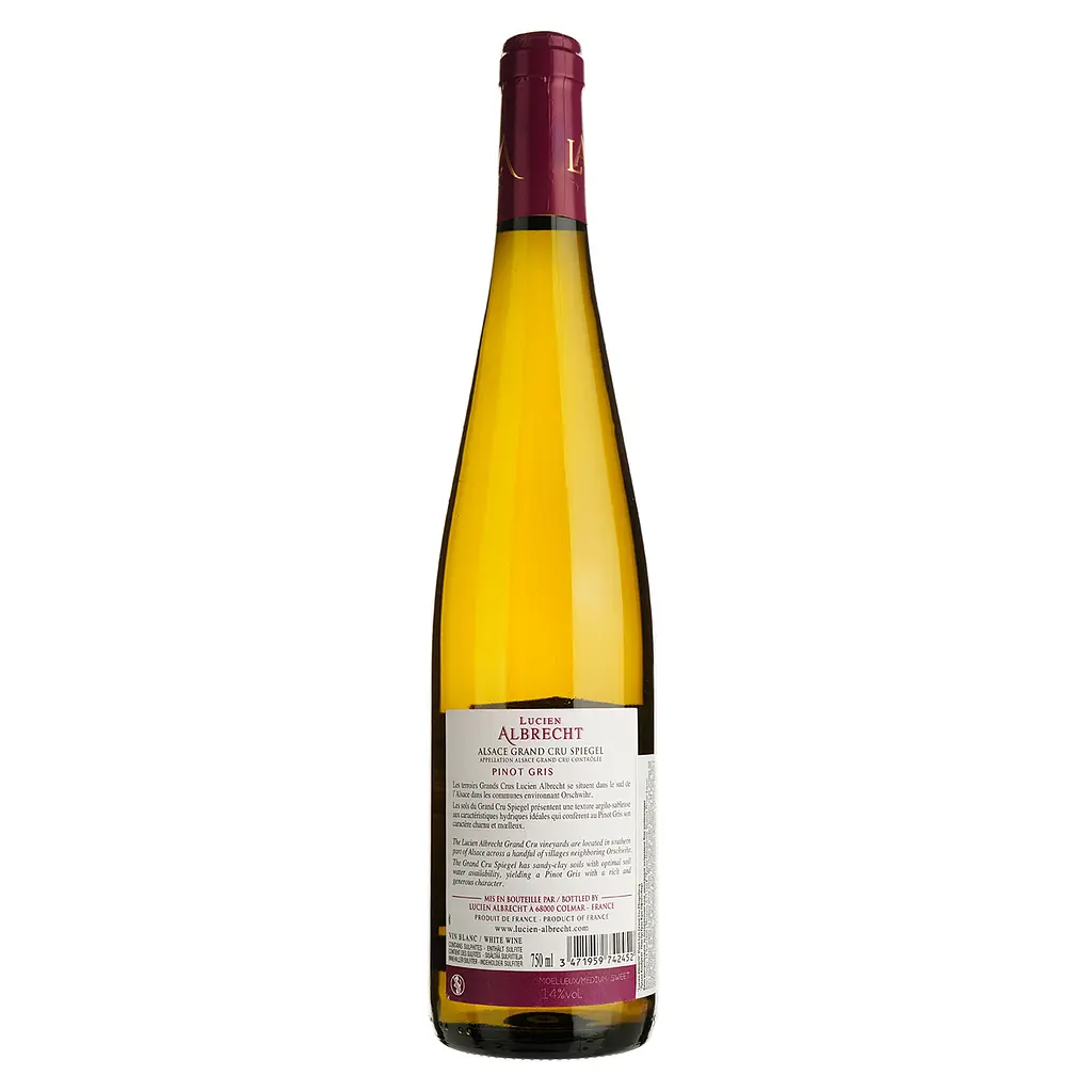 Вино Lucien Albrecht Pinot Gris Grand Cru Pfingstberg, біле, напівсолодке, 14%, 0,75 л - фото 2