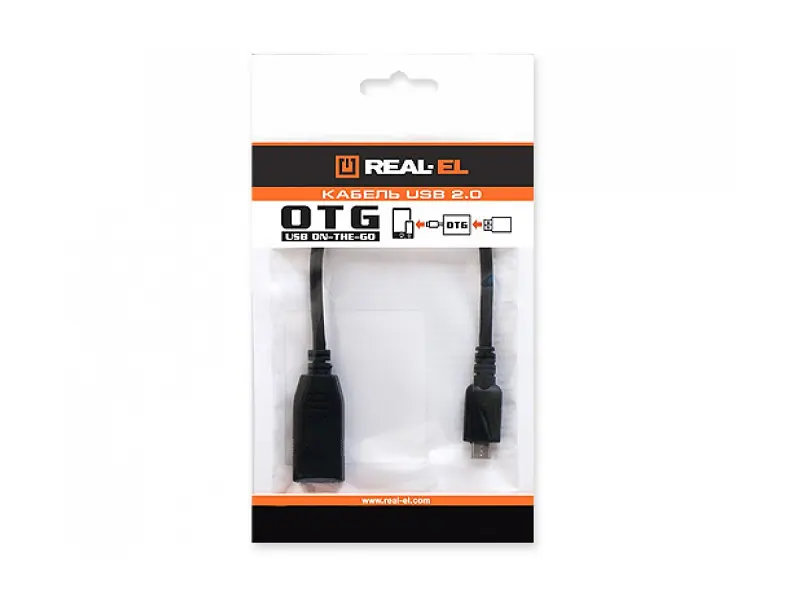 Кабель REAL-EL USB2.0 OTG 0.1m чорний - фото 3