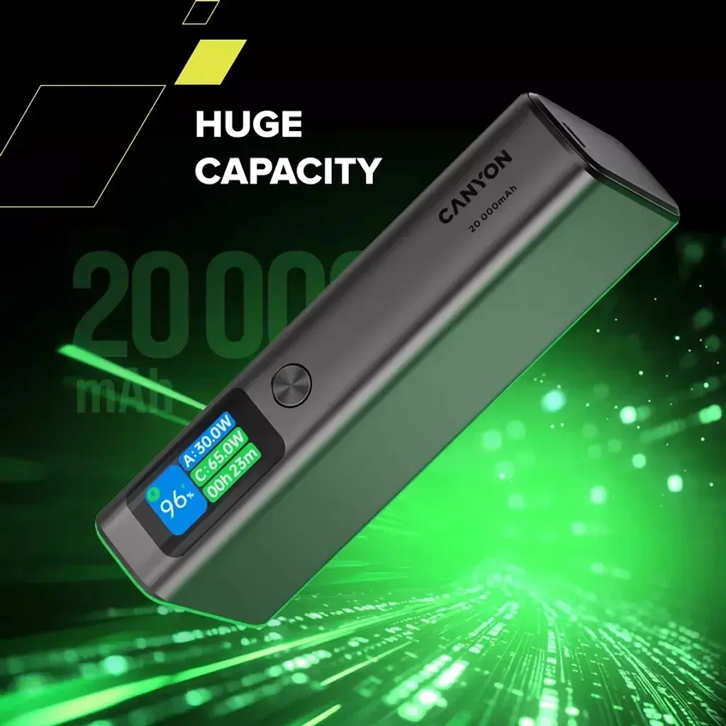 Батарея універсальна Canyon 20000mAh OnPower 230 TFT PD/130W Dark Grey (CNS-CPB230DG) - фото 12