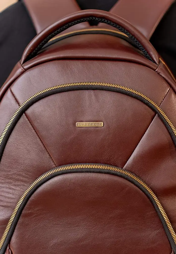 Кожаный рюкзак бордовый краст - фото 11