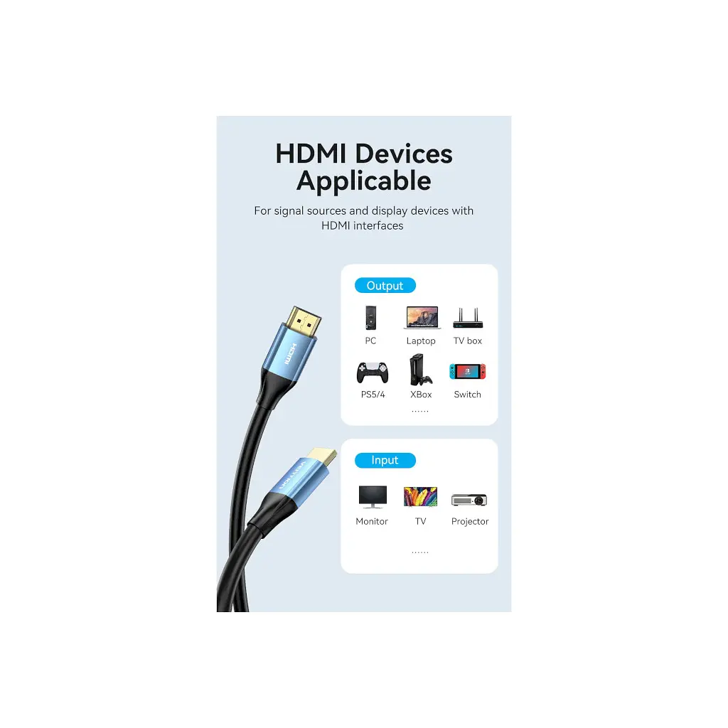 Кабель мультимедійний HDMI M to HDMI M 5.0m V2.0 4K60Hz blue Vention (ALHSJ) - фото 5