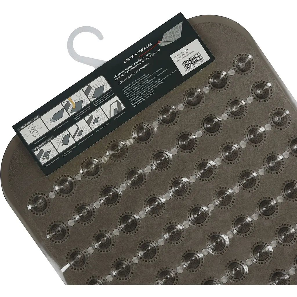 Килимок для ванної масажний Eco Fabric Сфери 70х37 см прозоро-чорний (7037-004) - фото 6