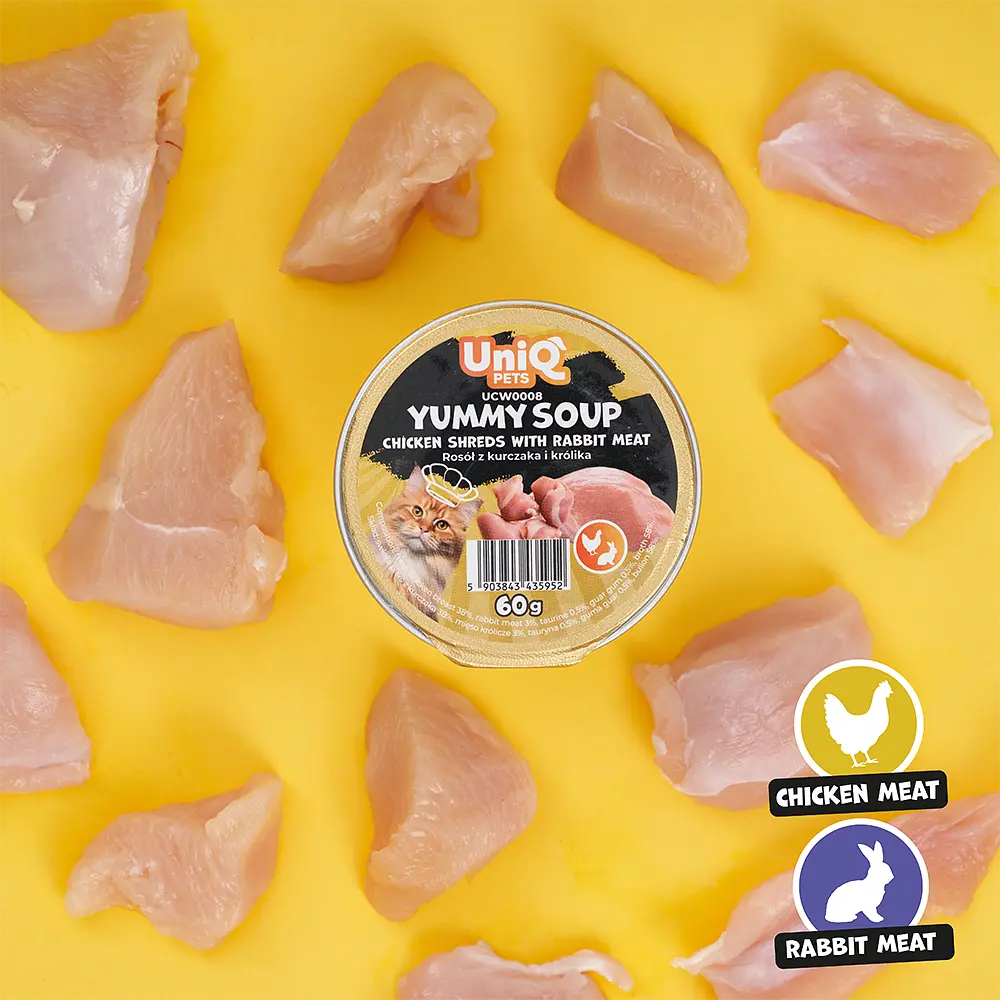 Суп для кішок UNIQ PETS CAT WET FOOD YUMMY SOUP з курячими шматочками та м'ясом кролика, 60 г - фото 6