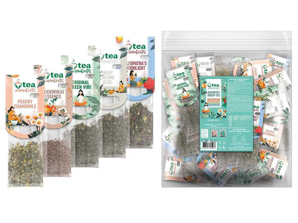 Чай пакетований фруктовий та трав'яний Tea Moments Assorted Green tea кадді - пакет (5) 50 пакетиків