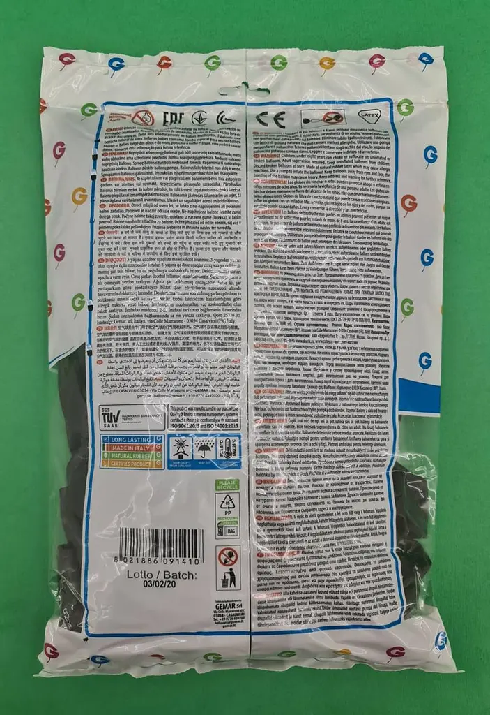 Латексна кулька, Gemar, пастель, чорний, 10 дюйм (25 см), 100 штук, для свят і фотозон - фото 2