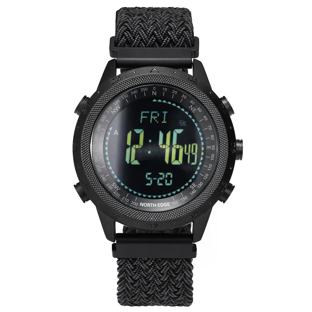 Наручний годинник чоловічий North Edge Desert Nylon Power 5BAR 2 ремінці Чорний (3590)