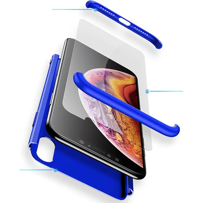 Чехол-накладка GKK 3 in 1 Hard PC Case Apple iPhone XS Max Blue - фото 2