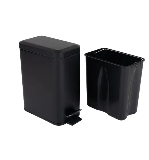 Відро для сміття Zerix Sansa-TC0105 Black з плавним закриттям прямокутне 5 л чорний (ZX5894)  - фото 2