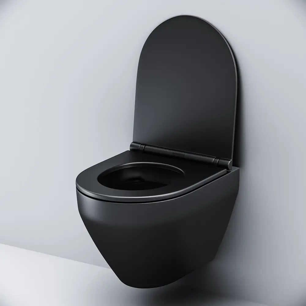 Унитаз подвесной FlashClean Am.Pm Spirit V2.0 с сиденьем микролифт black matt C701700MBSC, Черный матовый - фото 4