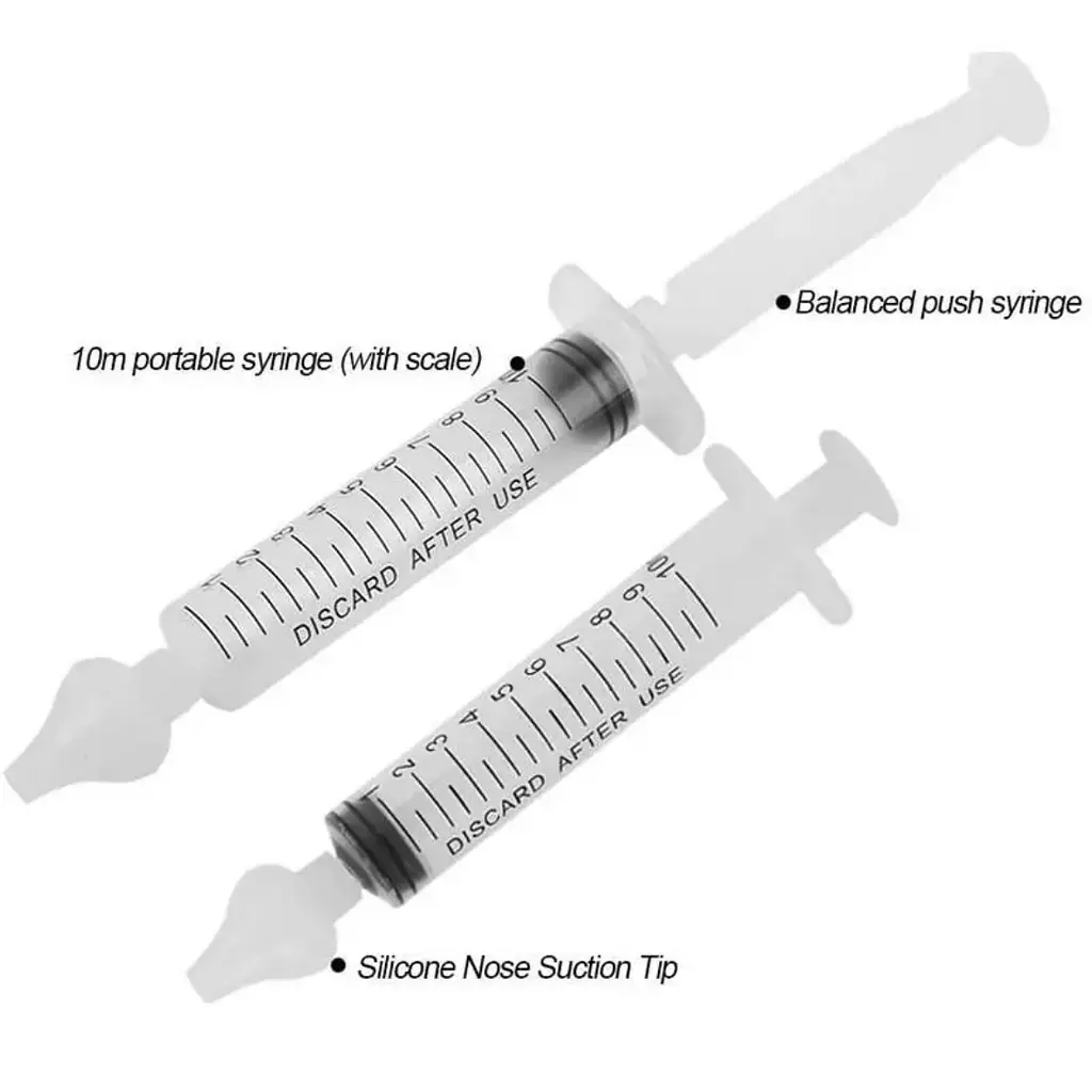 Аспиратор назальный прозрачный безопасный - очищение и промывка детского носа - набор из 2 шт. - фото 2