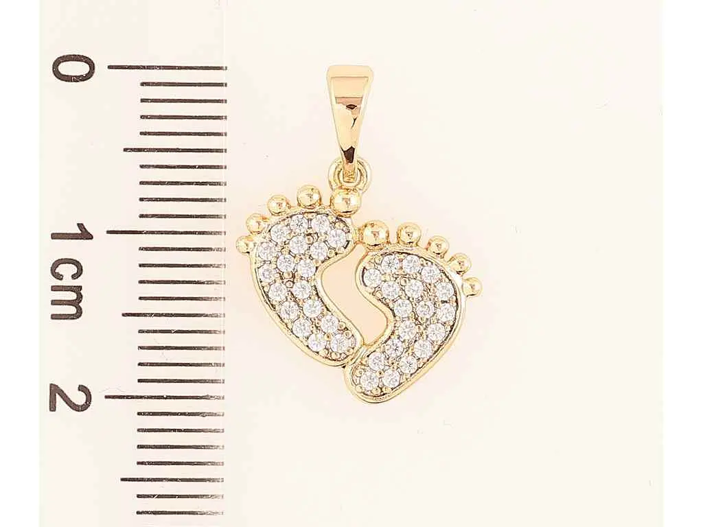 Кулон XUPING Позолота 18K «Дитячі сліди з цирконієм» для ланцюжка до 5мм (262274) - фото 2