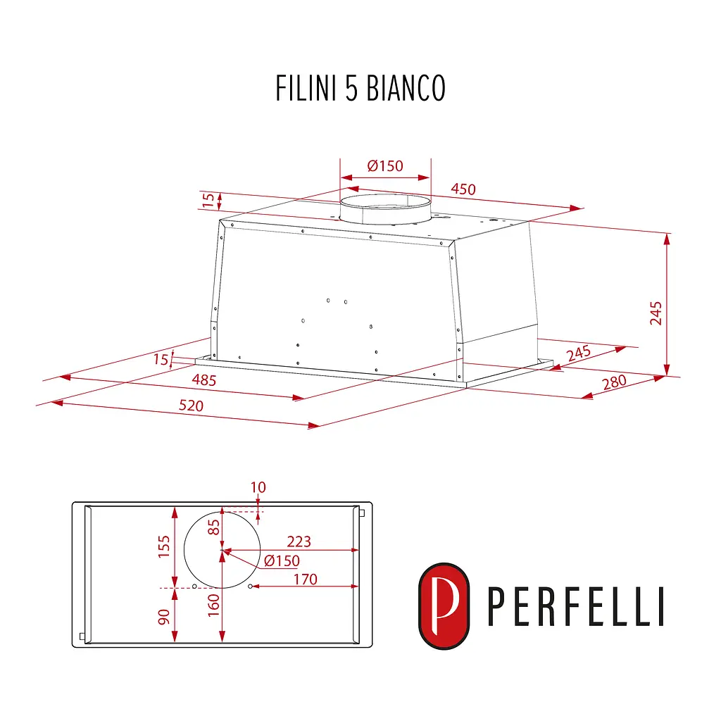 Витяжка повновбудована PERFELLI DESIGN FILINI 5 BIANCO - фото 15