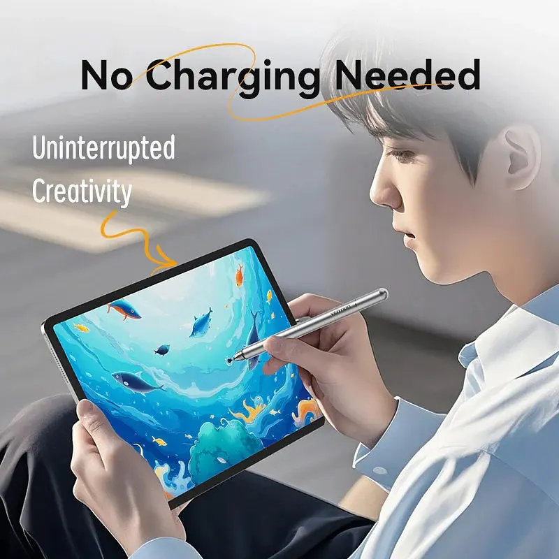 Стилус - ручка для ємнісних екранів 2-в-1 Stylus Pen Сірий Aluminum Alloy Type Vention - фото 6