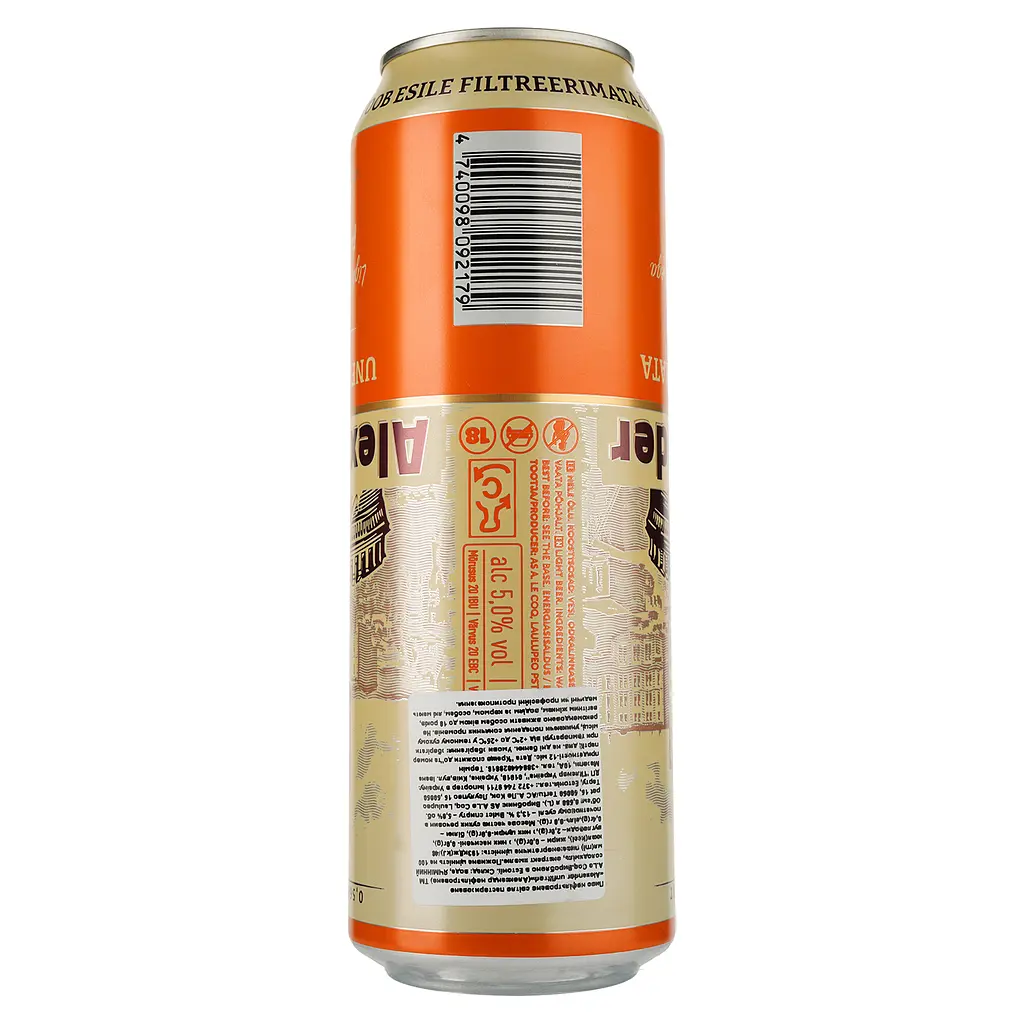 Пиво A. Le Coq Alexander Unfiltered, светлое, нефильтрованное, 5%, ж/б, 0,568 л - фото 2