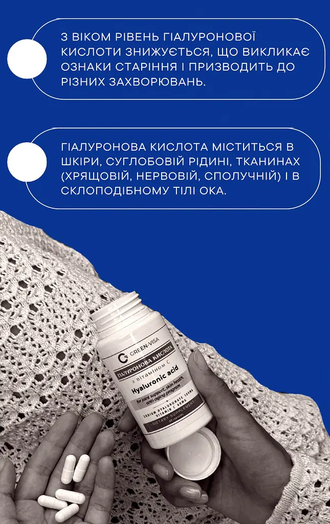 Гіалуронова кислота 60 капсул Грін-Віза - фото 5