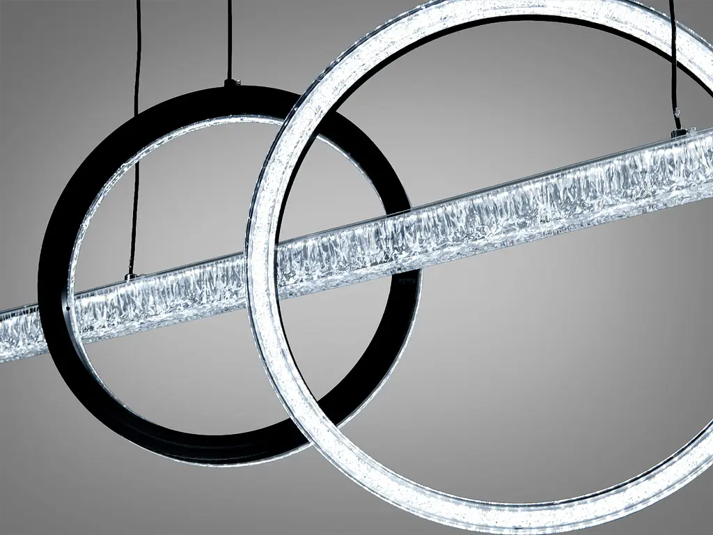Сучасний підвісний LED світильник Diasha 1106/2+1BK чорний 72W 120 см кільця до 20 м2 - фото 6