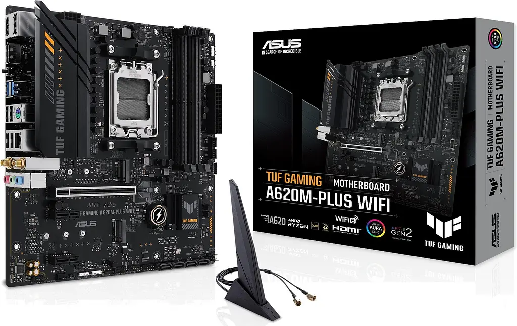 Материнська плата ASUS TUF GAMING A620M-PLUS WIFI (TUF GAMING A620M-PLUS WIFI) (Socket AM5, AMD A620, Micro-ATX) - фото 2