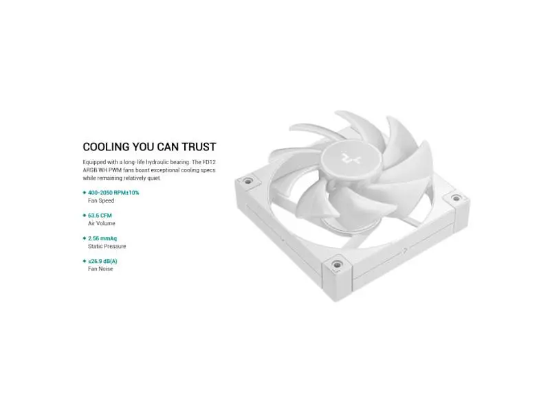 Вентилятор Deepcool FD12 ARGB White 3-Pack (R-FD12-WHAPN3-G) - фото 11