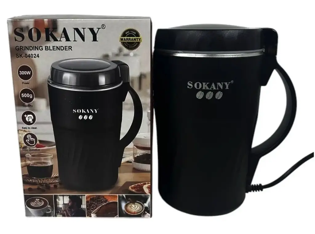 Электрическая кофемолка ​​​​​​​Sokany SK-04024 для дома  300Вт роторный измельчитель кофейных зерен Черный - фото 2