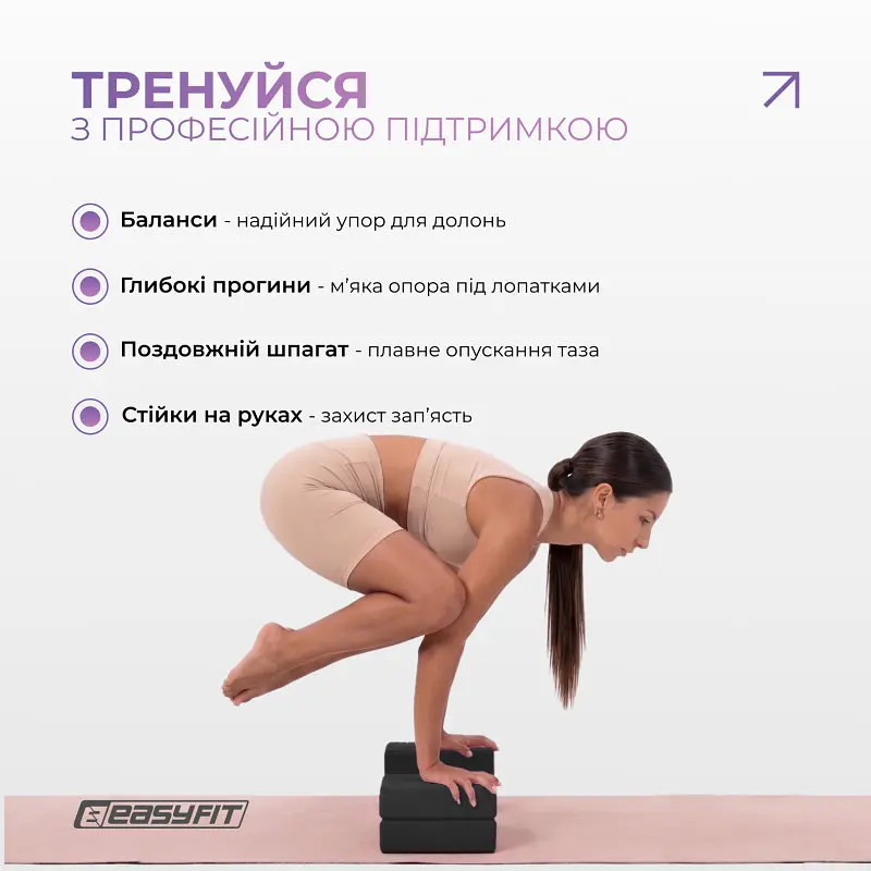 Блок для йоги EasyFit EVA Чорний - фото 5