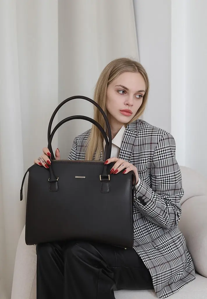Жіноча шкіряна сумка Business темно-коричнева Краст - фото 8