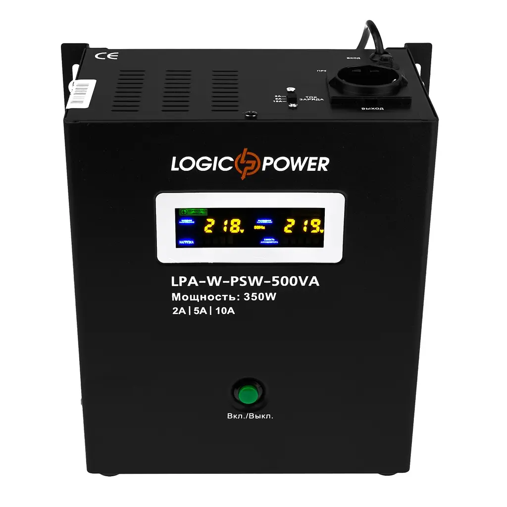 Джерело безперебійного живлення з правильною синусоїдою LogicPower LPAWPSW-500VA 350Вт, LCD, 12V під зовнішній АКБ, заряд 10А - фото 2