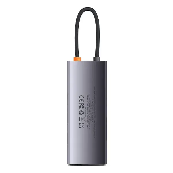 Хаб Baseus Metal Gleam Series 6-in-1 Type-C HUB Type-C to USB3.0*3+PD*1+SD/TF*1 WKWG030213 Grey - фото 3