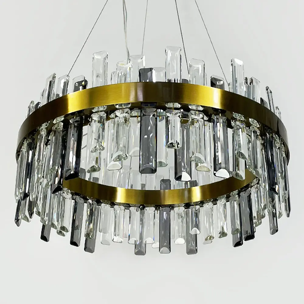 Подвесная кольцевая люстра с хрусталем в латунном корпусе Ø 80 см | Ст. MJ 210-800 AB | Line F - фото 2