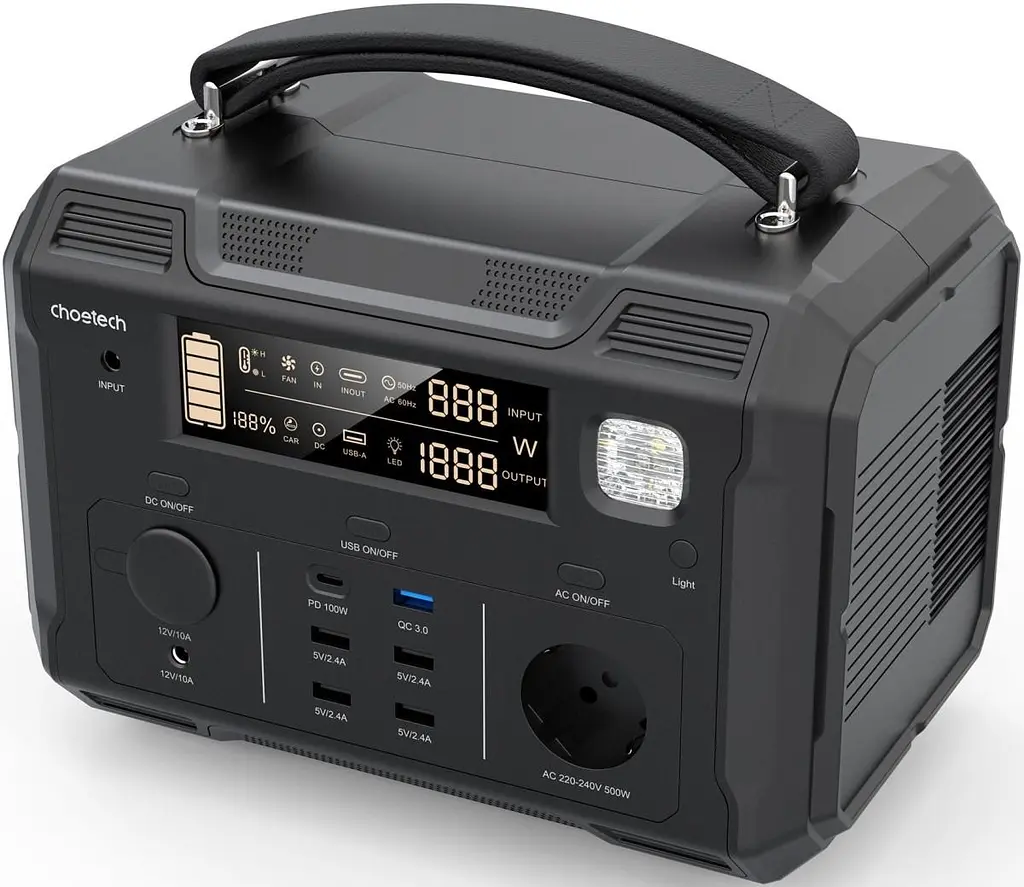 Зарядная станция Choetech BS004 / 500 Вт / 505 Вт/ч / Li-Ion (BS004-EU-BK) EU - фото 3